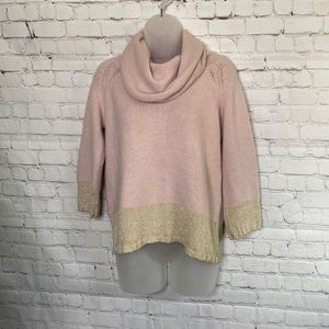 Ann Taylor Pink Gold Cowl Neck Sweater Sz XXS